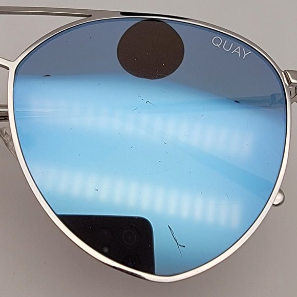 Quay Australia x Jasmine Sanders Indio Silver Frame Blue Lens Aviator Sunglasses main image 6